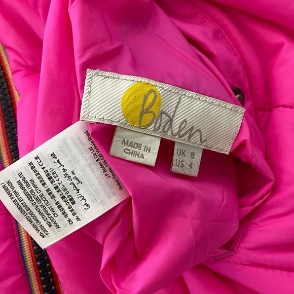 Boden Reversible Orange and Pink Puffer Vest size 4 removable hood New! - Picture 8 of 10